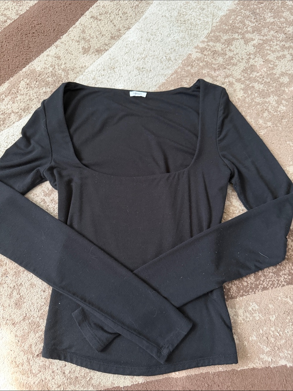 Garage Black Scoop Neck Long Sleeve Top - Women